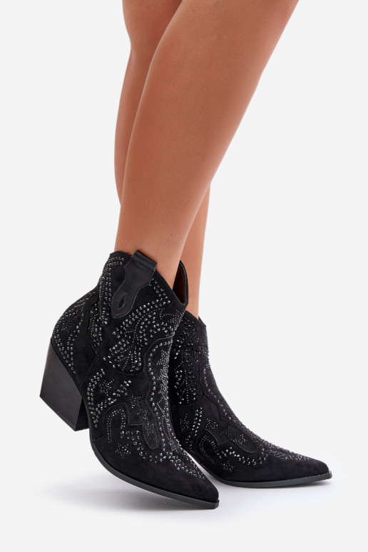 Botines decorados estilo vaquero en negro Kaivina