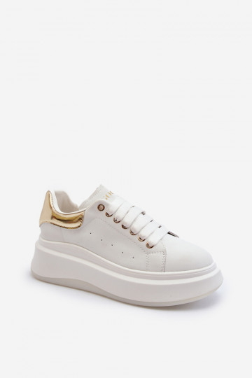 Zapatillas de cuero para mujer GOE NN2N4031 blancas