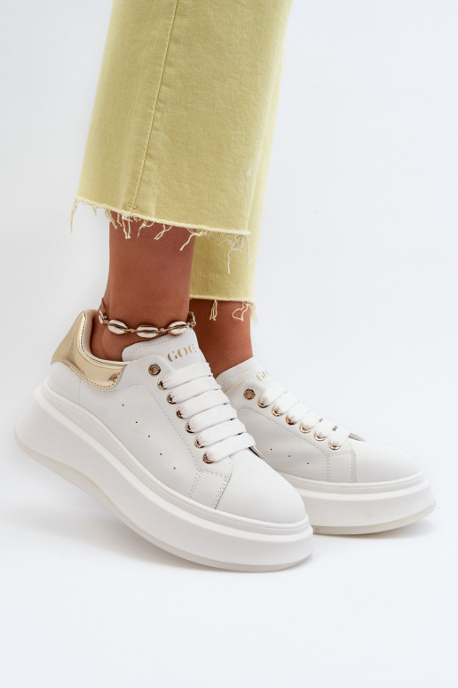 Zapatillas de cuero para mujer GOE NN2N4031 blancas