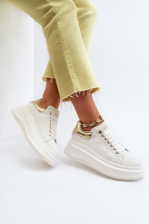 Zapatillas de cuero para mujer GOE NN2N4031 blancas