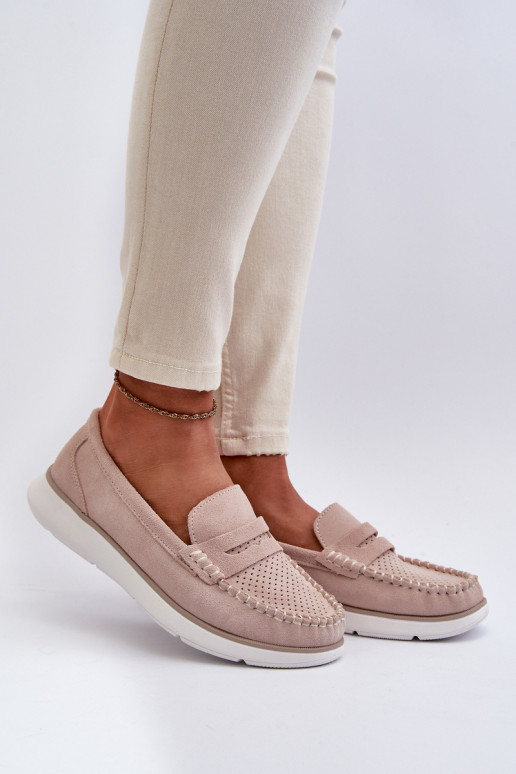 Mocasines de ante en plataforma Sergio Leone SP012 beige