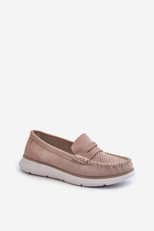 Mocasines de ante en plataforma Sergio Leone SP012 beige