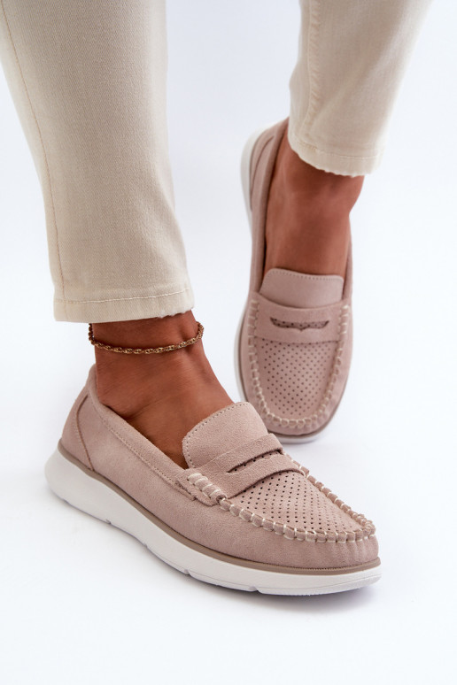 Mocasines de ante en plataforma Sergio Leone SP012 beige