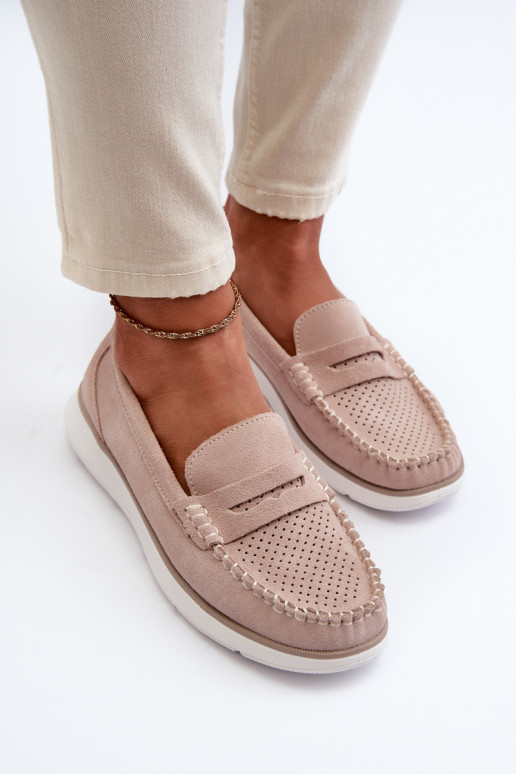 Mocasines de ante en plataforma Sergio Leone SP012 beige