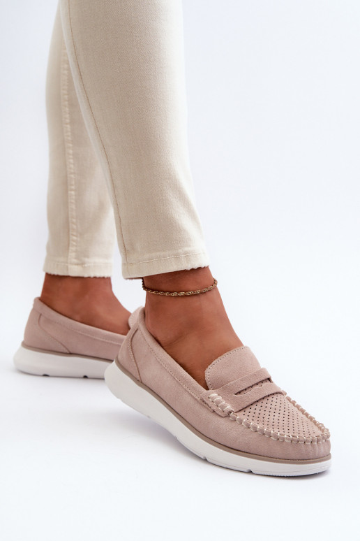 Mocasines de ante en plataforma Sergio Leone SP012 beige