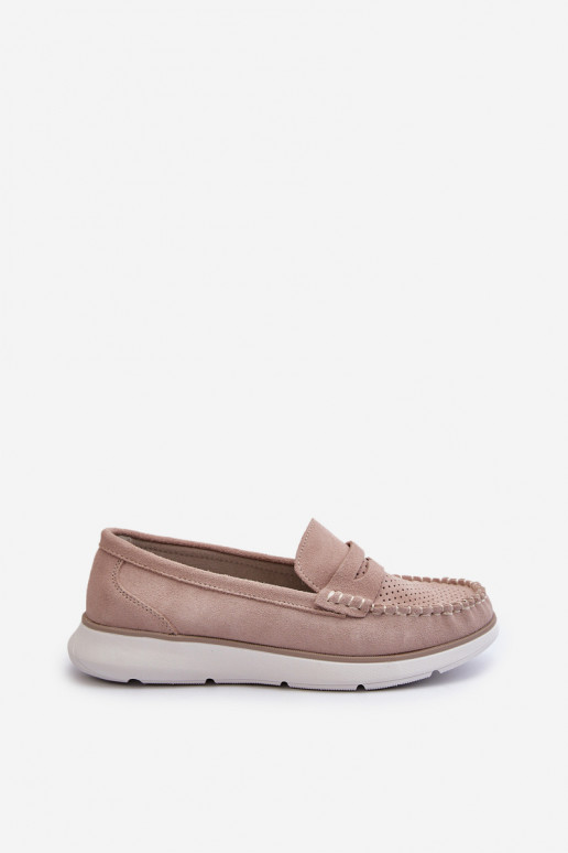 Mocasines de ante en plataforma Sergio Leone SP012 beige