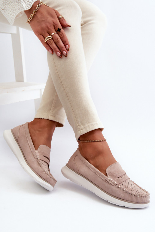 Mocasines de ante en plataforma Sergio Leone SP012 beige