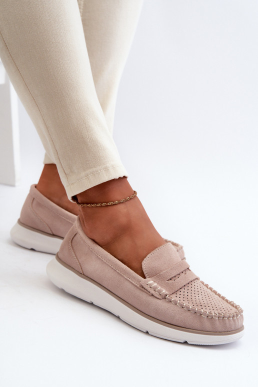 Mocasines de ante en plataforma Sergio Leone SP012 beige