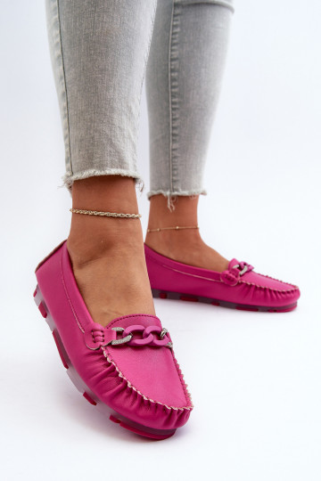 Mocasines de cuero para mujer con adornos S.Barski LR339 rosas