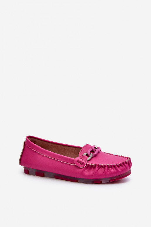 Mocasines de cuero para mujer con adornos S.Barski LR339 rosas