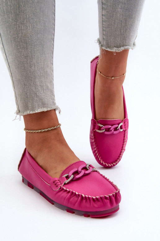 Mocasines de cuero para mujer con adornos S.Barski LR339 rosas
