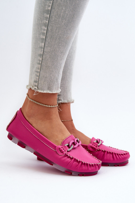 Mocasines de cuero para mujer con adornos S.Barski LR339 rosas
