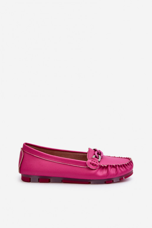 Mocasines de cuero para mujer con adornos S.Barski LR339 rosas
