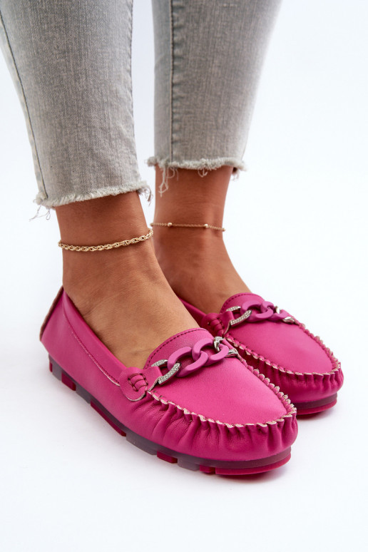 Mocasines de cuero para mujer con adornos S.Barski LR339 rosas