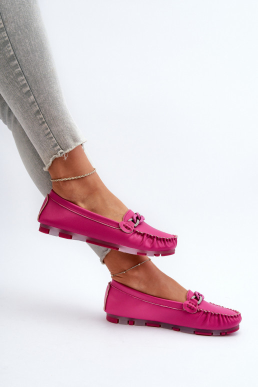 Mocasines de cuero para mujer con adornos S.Barski LR339 rosas
