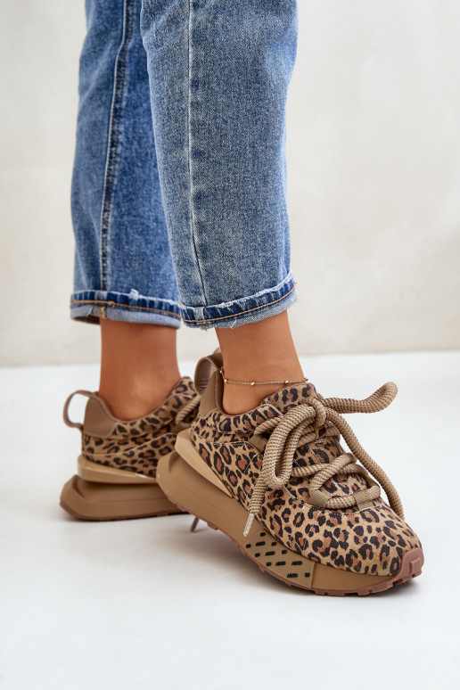 Zapatillas de ante para mujer con plataforma y estampado de leopardo Artiker 55C0135 marrones