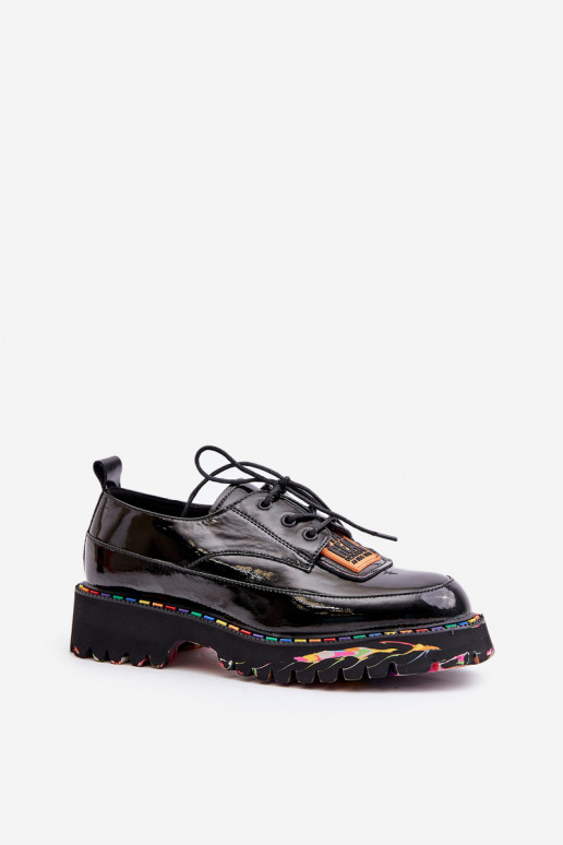 Zapatos lacados para mujer con cordones Artiker 55C0499 negros