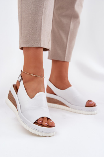 Sandalias de cuero para mujer en plataforma Artiker 56C0918 blancas