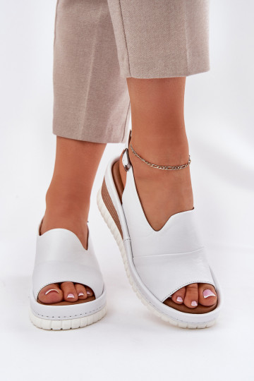 Sandalias de cuero para mujer en plataforma Artiker 56C0918 blancas 2