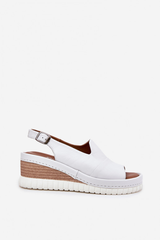 Sandalias de cuero para mujer en plataforma Artiker 56C0918 blancas