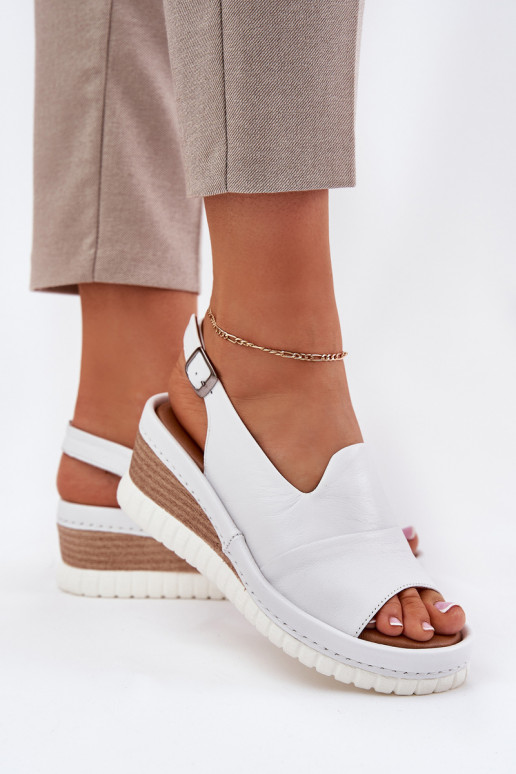 Sandalias de cuero para mujer en plataforma Artiker 56C0918 blancas
