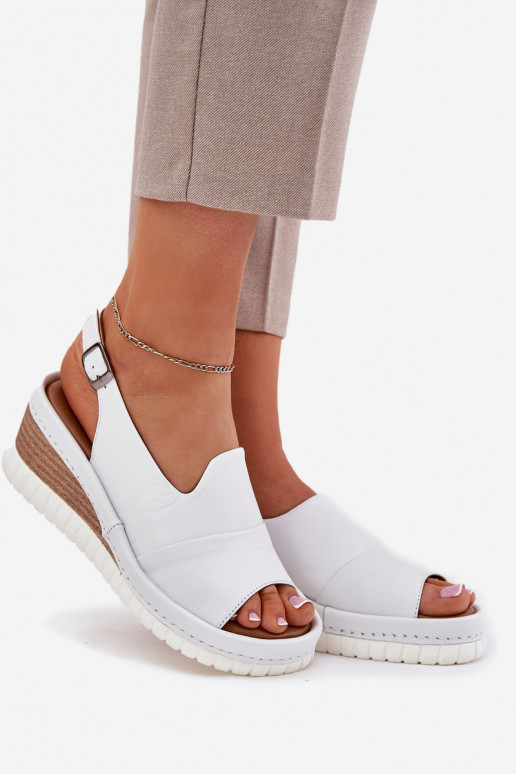 Sandalias de cuero para mujer en plataforma Artiker 56C0918 blancas