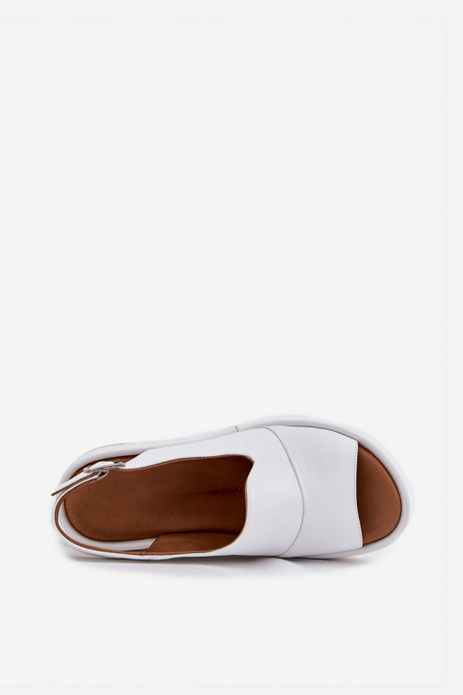 Sandalias de cuero para mujer en plataforma Artiker 56C0918 blancas