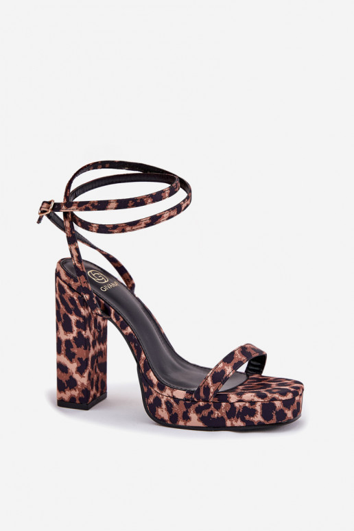 Sandalias de mujer de tacón alto con rayas y estampado de leopardo Fevenne