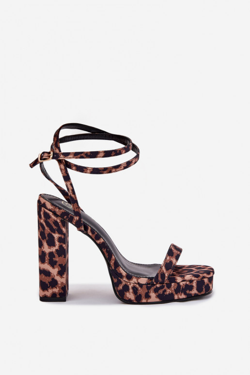 Sandalias de mujer de tacón alto con rayas y estampado de leopardo Fevenne
