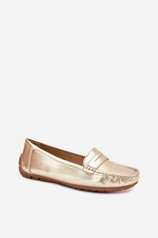 Mocasines de cuero sintético para mujer dorados Lenvie