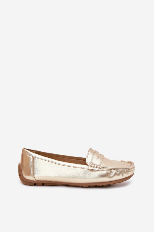 Mocasines de cuero sintético para mujer dorados Lenvie