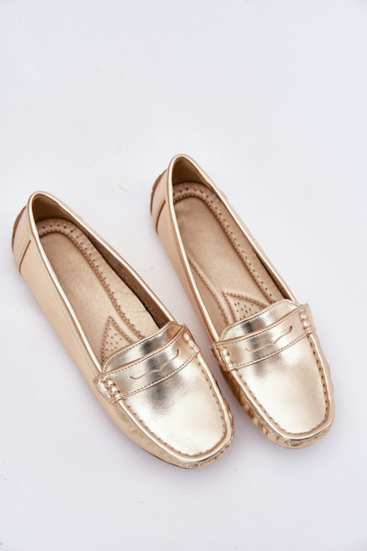 Mocasines de cuero sintético para mujer dorados Lenvie