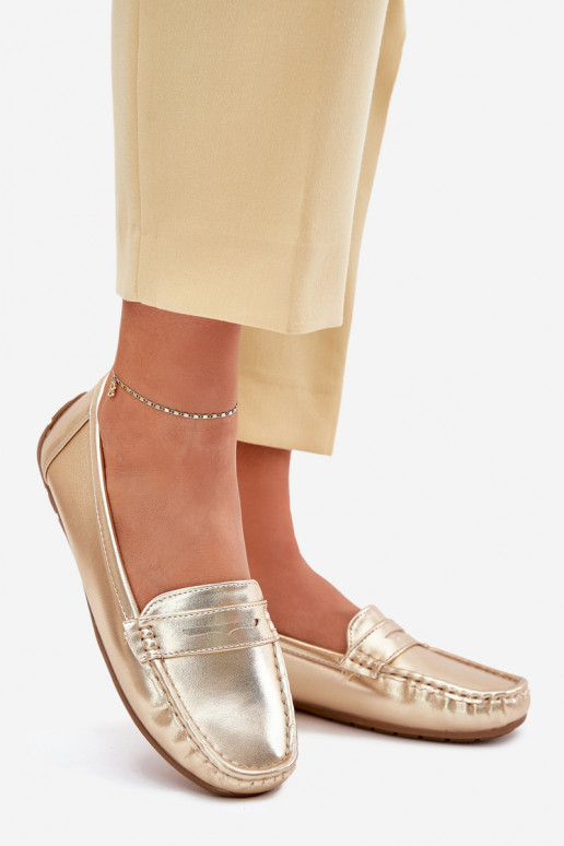 Mocasines de cuero sintético para mujer dorados Lenvie