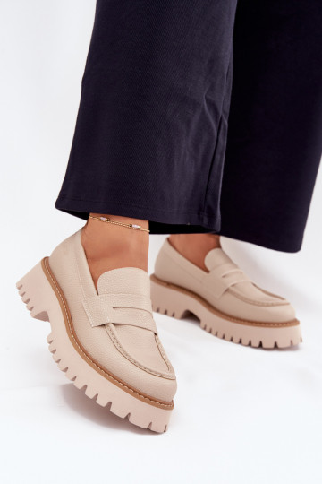 Mocasines de mujer en plataforma y zapatos planos Big Star NN274050 beige