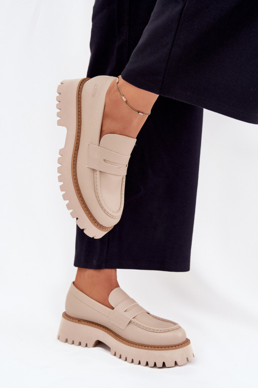 Mocasines de mujer en plataforma y zapatos planos Big Star NN274050 beige