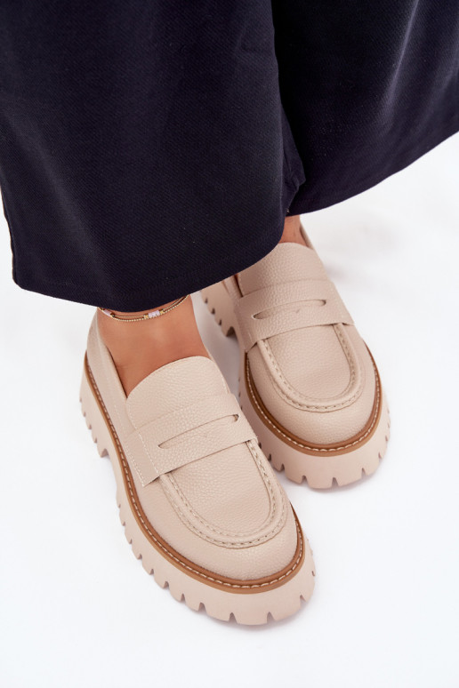 Mocasines de mujer en plataforma y zapatos planos Big Star NN274050 beige