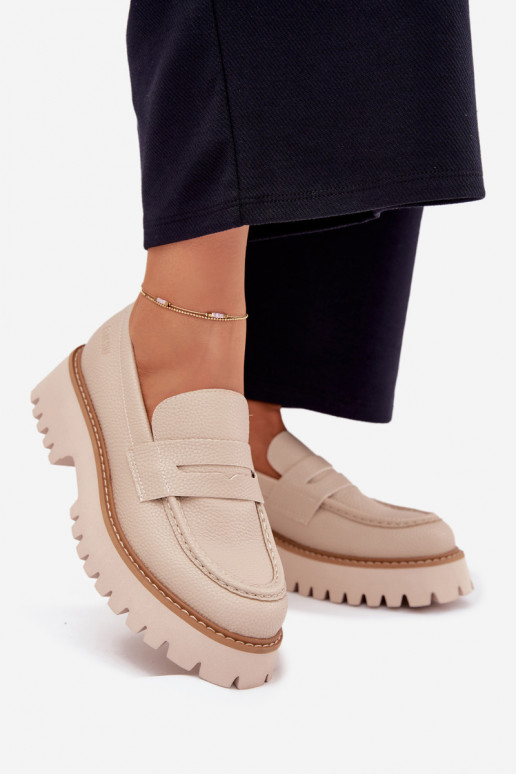 Mocasines de mujer en plataforma y zapatos planos Big Star NN274050 beige