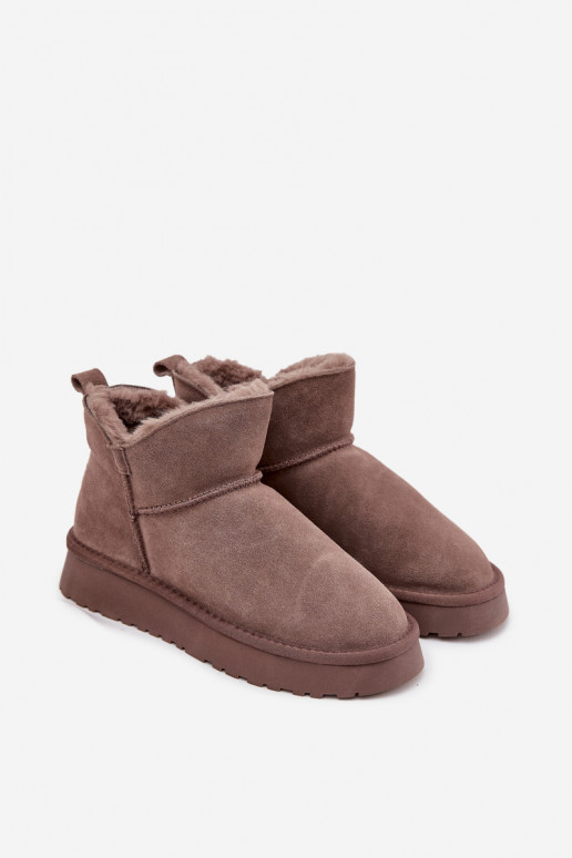 Botas de nieve aisladas de ante con piel en el interior Vinceza 97961 marrones
