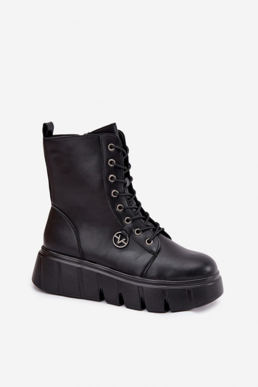 Botines de trabajo aislados para mujer en plataforma Vinceza 58588 negros