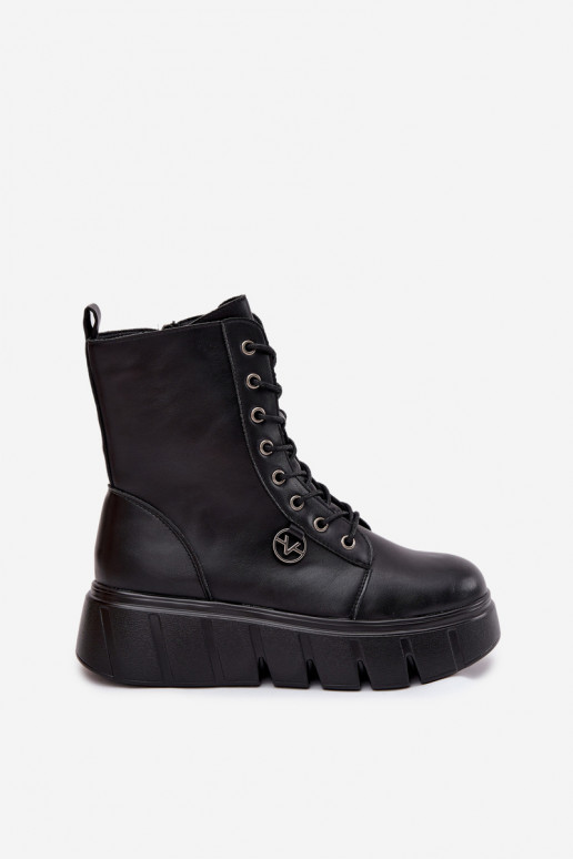 Botines de trabajo aislados para mujer en plataforma Vinceza 58588 negros
