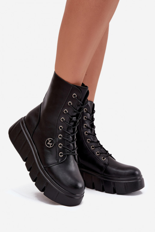 Botines de trabajo aislados para mujer en plataforma Vinceza 58588 negros
