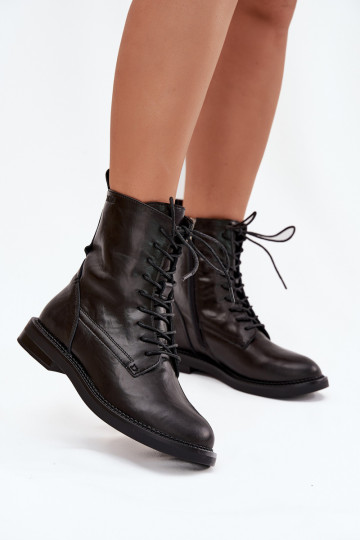 Botines de trabajo aislados de cuero para mujer Big Star SS274480 negros 2