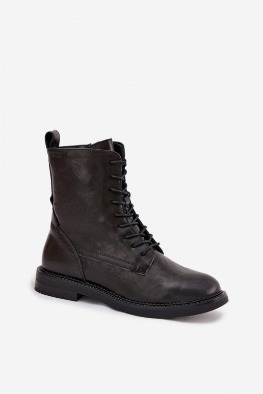 Botines de trabajo aislados de cuero para mujer Big Star SS274480 negros