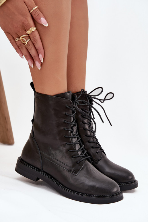 Botines de trabajo aislados de cuero para mujer Big Star SS274480 negros