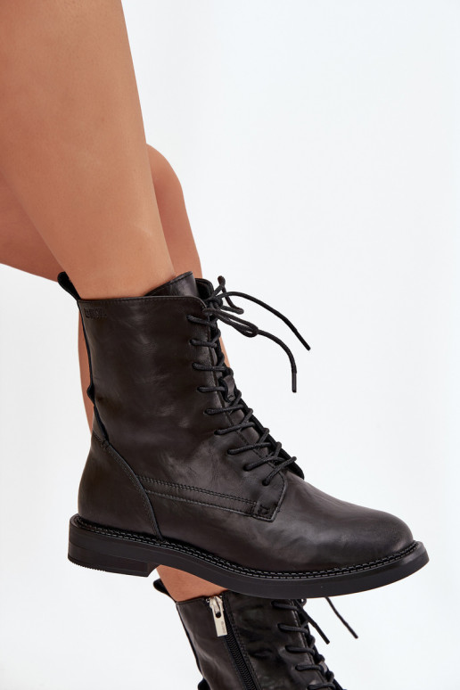 Botines de trabajo aislados de cuero para mujer Big Star SS274480 negros