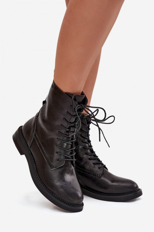 Botines de trabajo aislados de cuero para mujer Big Star SS274480 negros
