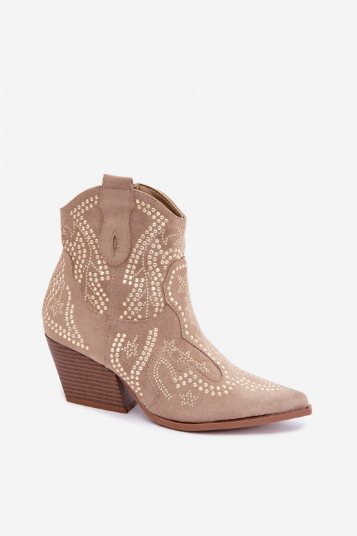 Botines de estilo cowboy en dorado con adornos en color arena Selden