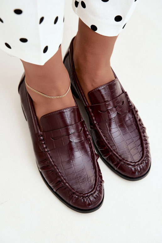mocasines para mujer con volantes y grabado en burdeos Dalmy