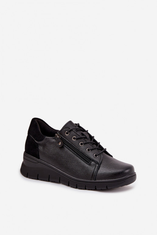 Zapatos de plataforma de cuero para mujer Vinceza 39964 negros