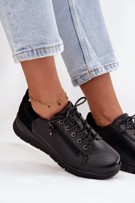 Zapatos de plataforma de cuero para mujer Vinceza 39964 negros
